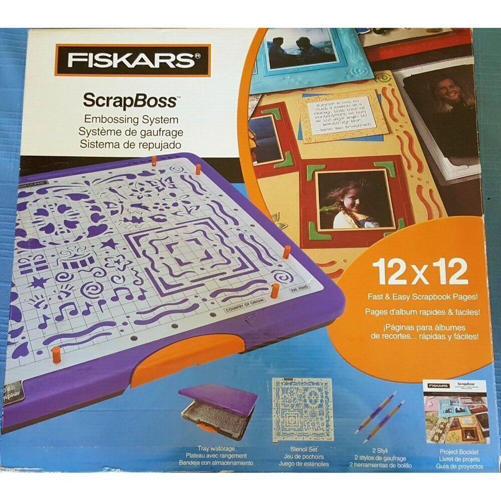 Fiskars Scrap Boss 12 x 12 Tray Craft Embossing System Stencils Templates